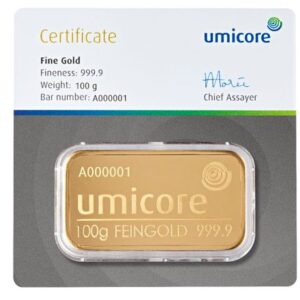 Goudbaar 100 Gram | Umicore