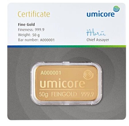 Goudbaar 50 Gram | Umicore